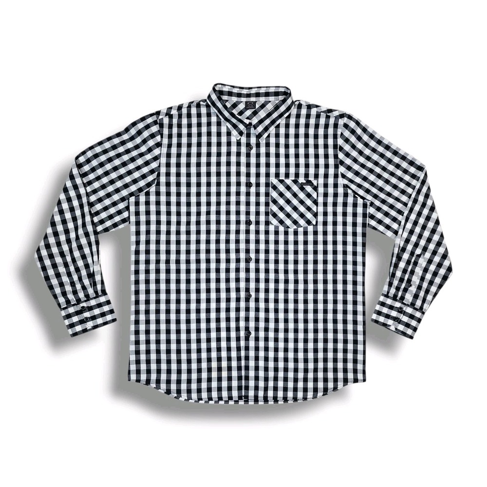 Oakley Black & White Checkered Plaid Button‎ Up Long Sleeve Shirt Men's XL